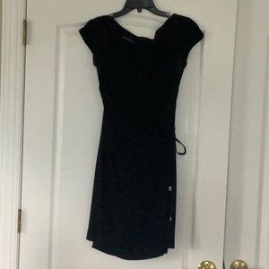 Black faux wrap dress